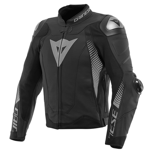 Dainese Super Speed 4 Leather Jacket - Matt Black/White/Fluro Red - 58 - SKU:2125467