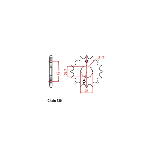 Front Sprocket - Steel 13T 520P D/D - SKU:31-214-13