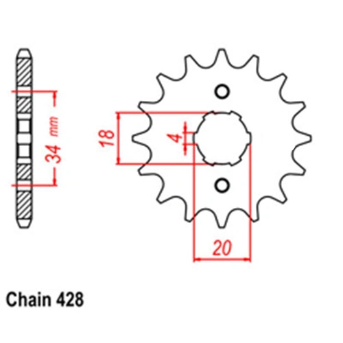 RK Front Sprocket - Steel - 428P - 15T