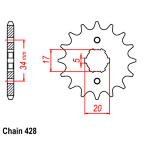 Front Sprocket - Steel 16T 428P - SKU:31-CH1-16