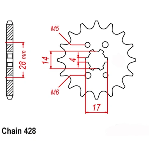 Front Sprocket - Steel  13T 428P