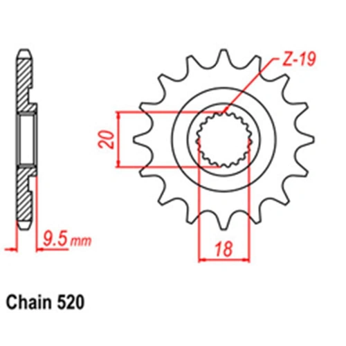 Front Sprocket - Steel  13T 520P