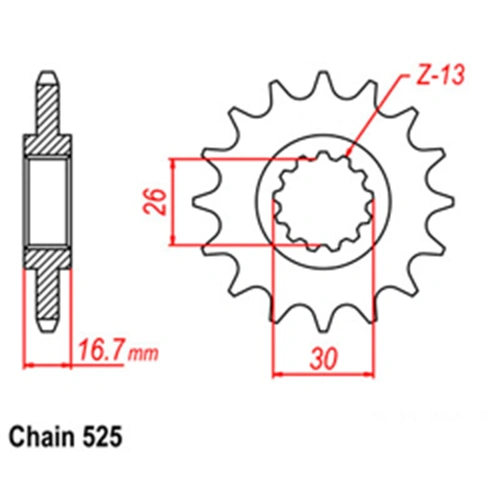 Front Sprocket - Steel 15T 525P - SKU:31-MAS-15