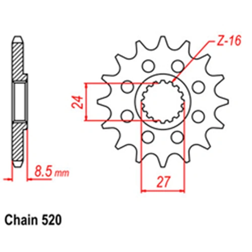 Front Sprocket - Steel 16T 520P