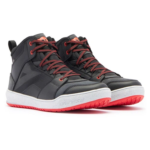 Dainese Suburb D-Waterproof Riding Shoes - Black/White/Red Lava - 45 - SKU:3106786