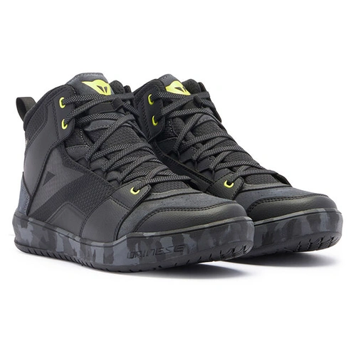 Dainese Suburb D-Waterproof Riding Shoes - Black/Camo/Acid Yellow