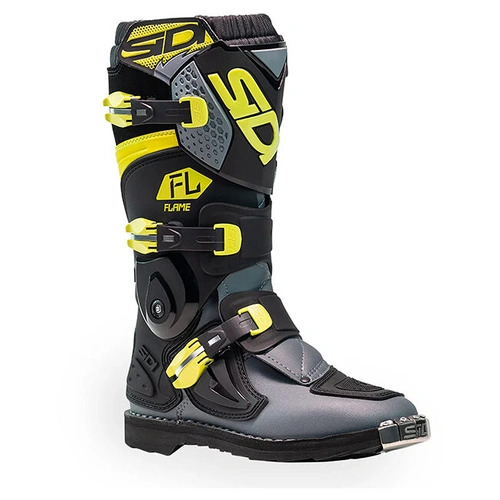 Sidi Youth Flame MX Boots - Black/Lime/Grey - 39 - SKU:3107108