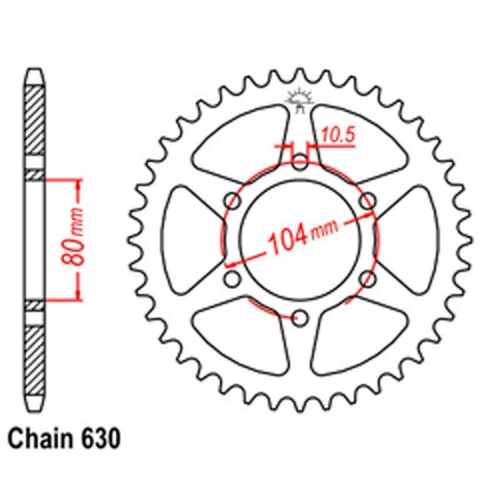 Rear Sprocket Steel 38T 630