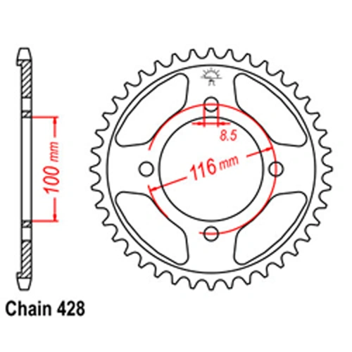 Rear Sprocket - Steel 50T 428P - SKU:32-056-50