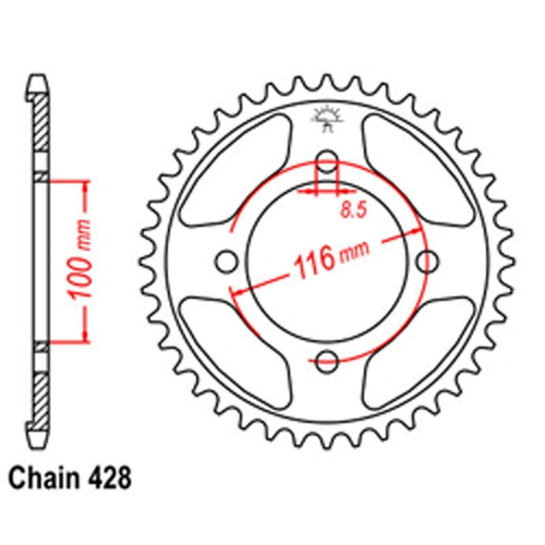 Rear Sprocket - Steel 51T 428P
