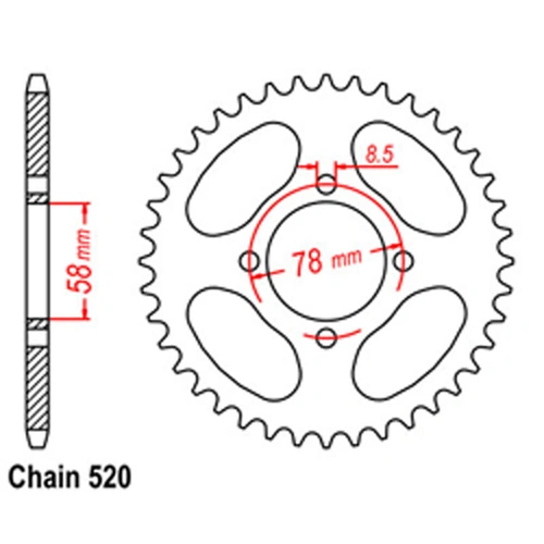 Rear Sprocket - Steel 38T 520P