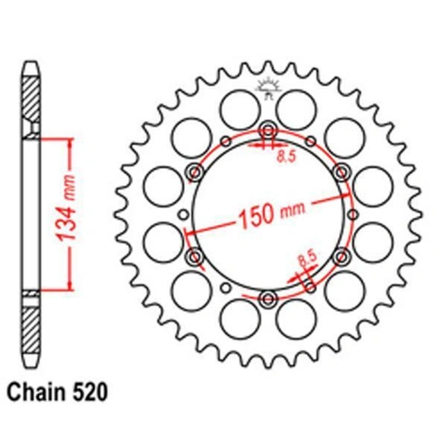 Link Rear Sprocket - Kawasaki - 520 - Steel - 42