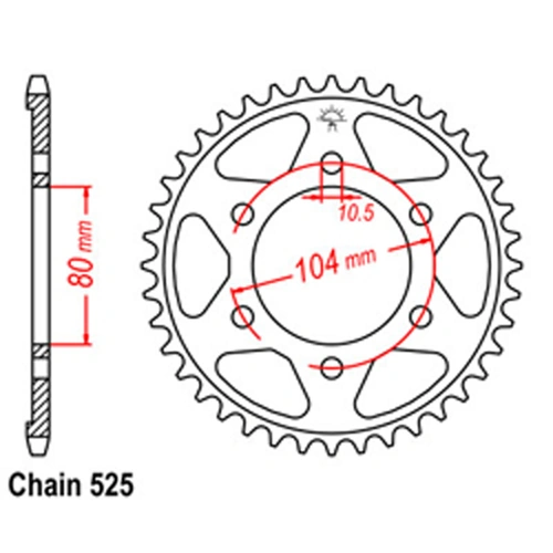 Rear Sprocket - Steel 42T 525P - SKU:32-146-42
