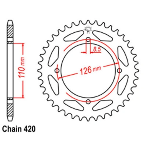 Rear Sprocket Steel 47T 420