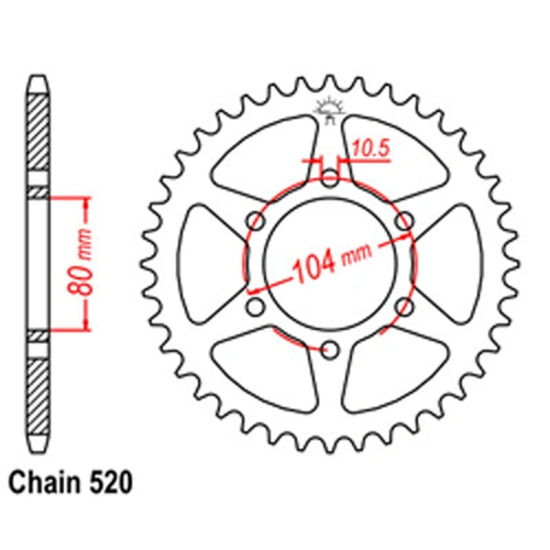 Rear Sprocket - Steel 43T 520P - SKU:32-163-43
