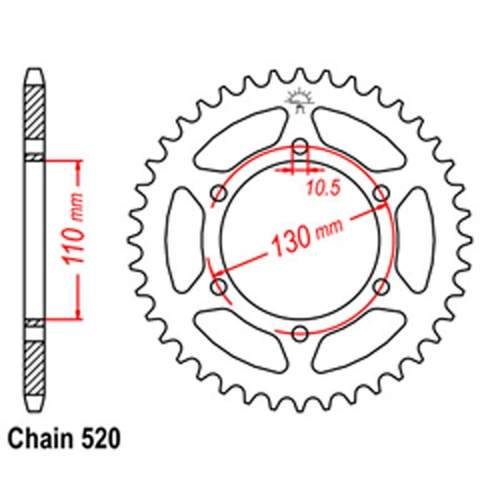 Rear Sprocket - Steel 38T 520P - SKU:32-192-38