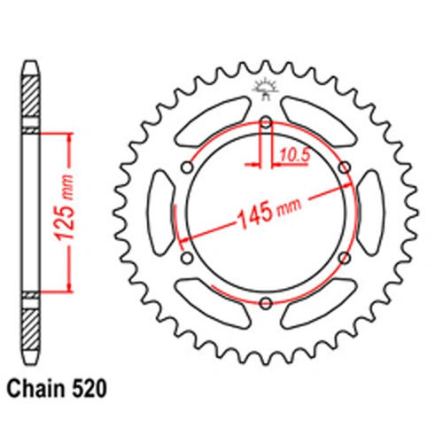 Rear Sprocket - Steel 45T 520P - SKU:32-1M1-45