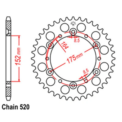Rear Sprocket - Steel 48T 520P D/D - SKU:32-2H0-48