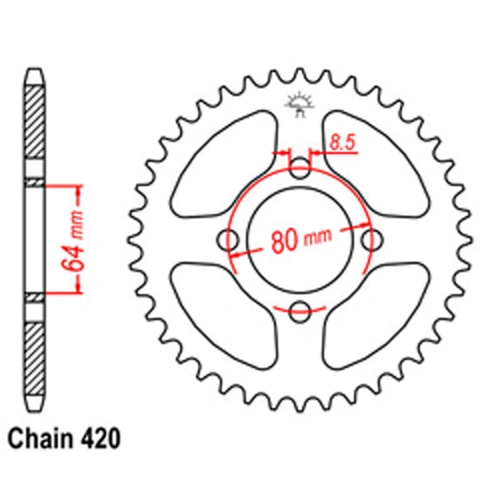 Rear Sprocket - Steel 45T 420P - SKU:32-2U2-45