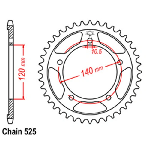Rear Sprocket - Steel 47T 525P - SKU:32-35F-47