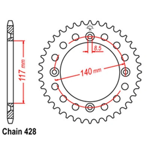 Rear Sprocket Steel 48T 428
