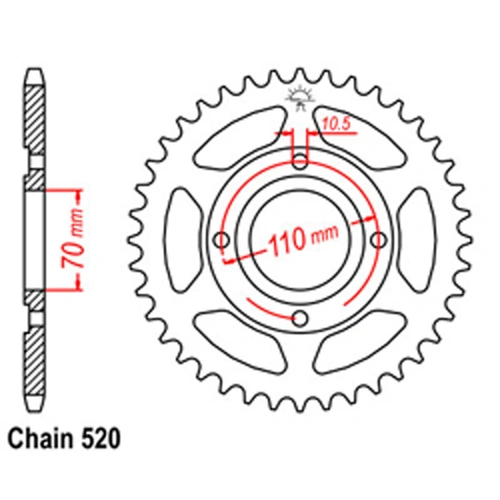 Rear Sprocket - Steel 44T 520P - SKU:32-471-44