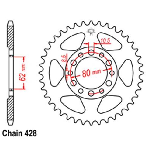Rear Sprocket - Steel 51T 428