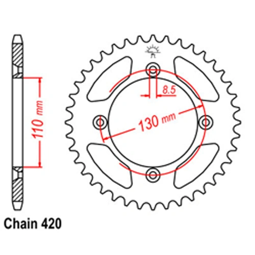 Rear Sprocket - Steel 49T 420P - SKU:32-G4C-49