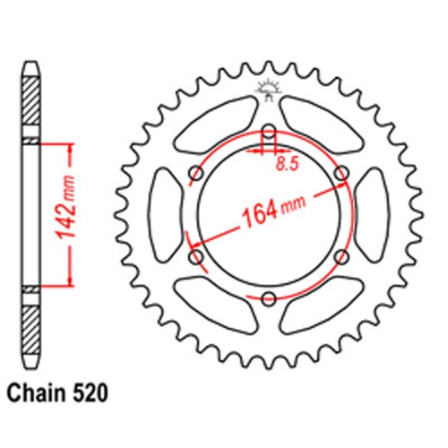 Rear Sprocket - Steel 46T 520P