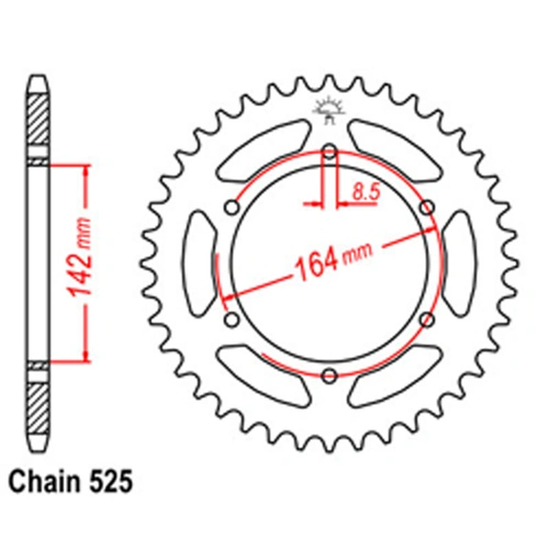 Rear Sprocket - Steel 44T 525P - SKU:32-HY1-44