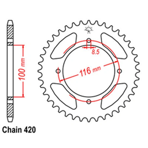Rear Sprocket - Steel 50T 420P - SKU:32-K07-50