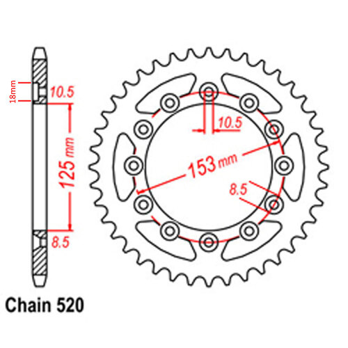 Rear Sprocket - Steel 52T 520P D/D - SKU:32-KS6-52