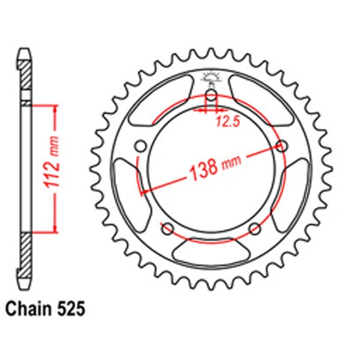 Rear Sprocket - Steel 45T 525P - SKU:32-MAS-45
