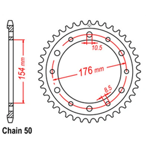 Rear Sprocket - Steel 43T 530P D/D - SKU:32-MFN-43