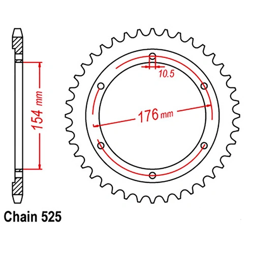 Rear Sprocket - Steel 43T 525P - SKU:32-MJM-43
