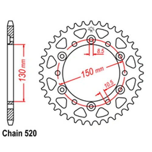 Rear Sprocket - Steel 46T 520P D/D - SKU:32-MN9-46
