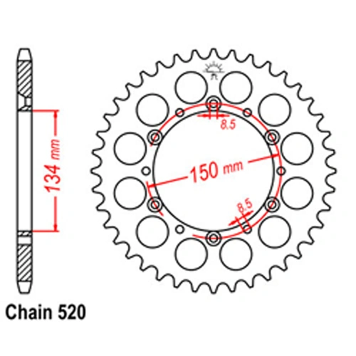 Rear Sprocket - Steel 45T 520P