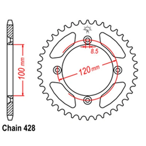 Rear Sprocket Steel 56T 428