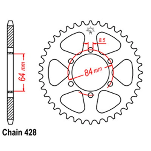 Rear Sprocket - Steel 44T 428P