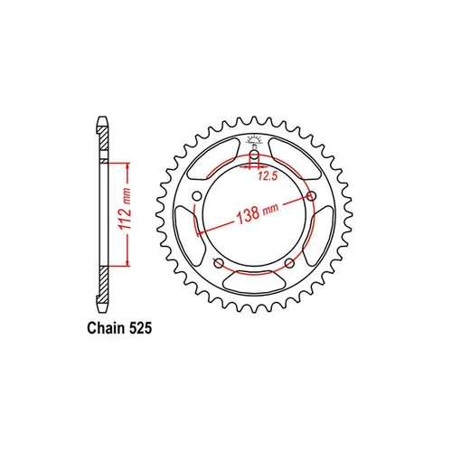 Rear Sprocket Steel 38T 525
