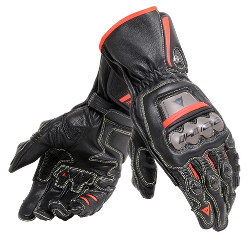 Dainese Full Metal 6 Leather Gloves - Black/Black/Fluro Red - XXL - SKU:4006623