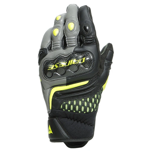 Dainese Carbon 3 Short Leather Gloves - Black/Charcoal Grey/Fluro Yellow - XXXL - SKU:4006704