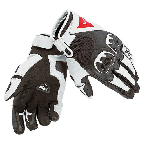 Dainese Mig C2 Leather Gloves - Black/White/Black - XXXL - SKU:4006723