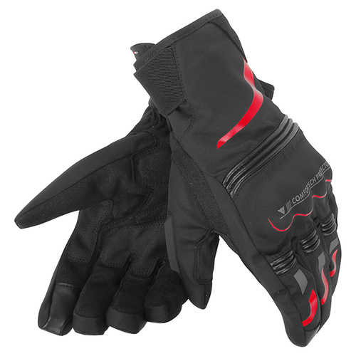 Dainese Tempest D-Dry Short Gloves - Black/Red - L - SKU:4006794