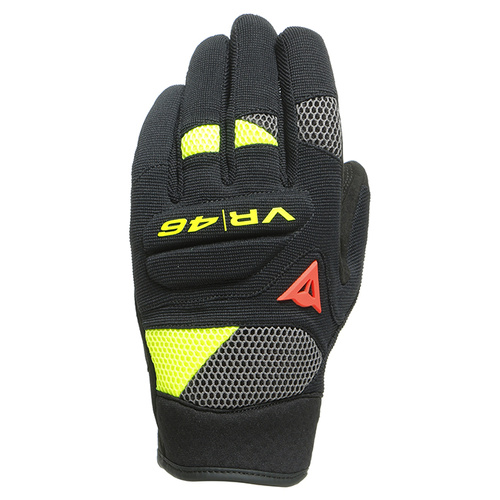 Dainese VR46 Curb Short Tex Gloves - Black/Anthracite/Fluro-Yellow - XXS - SKU:4006838