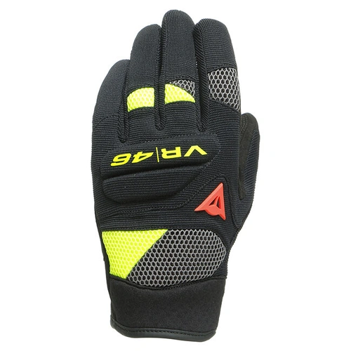 Dainese VR46 Curb Short Tex Gloves - Black/Anthracite/Fluro-Yellow