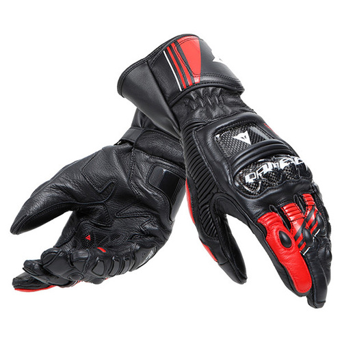 Dainese Druid 4 Leather Gloves - Black/Lava Red/White - XS - SKU:4007226