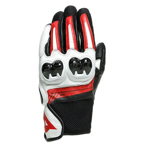Dainese Mig 3 Leather Gloves - Black/White/Lava Red