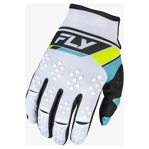 Fly Racing Kinetic Prix MX Gloves - White/Black/Hi-Vis