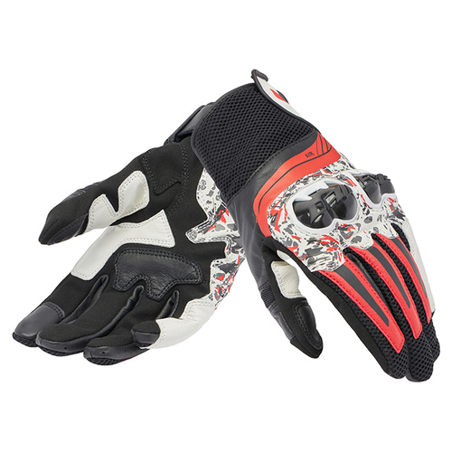 Dainese Mig 3 Leather Gloves - Black/Red Spray/White - XS - SKU:4008391